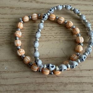 Halloween Skull and Pumpkin Beaded Bracelets